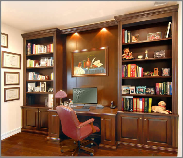 Home office with bookcase